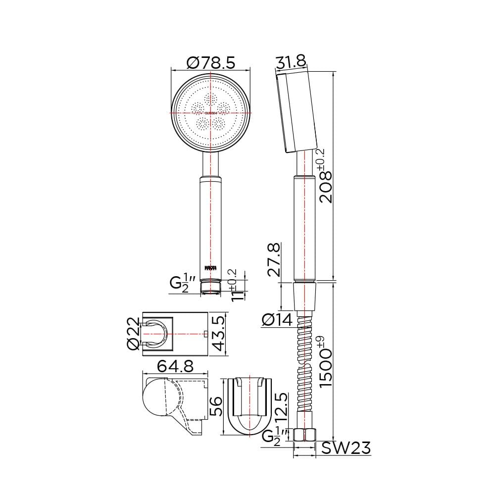 ฝักบัวสายอ่อน 1 ระดับ KARAT FAUCET KS-21-231-63