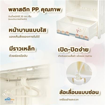 ตู้เสื้อผ้า 4 ชั้น STACKO RABBIT 58X40X157 ซม. สีขาว_10