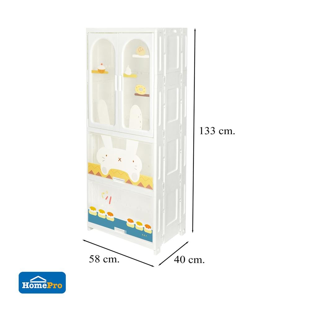 ตู้เสื้อผ้า 3 ชั้น STACKO RABBIT 58X40X133 ซม. สีขาว
