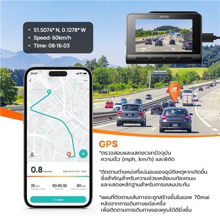 กล้องติดรถยนต์หน้าพร้อมกล้องหลัง 4K HDR 70MAI A810-2_3