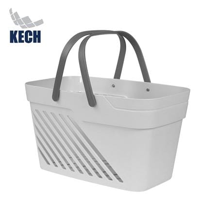 ตะกร้าพลาสติกเหลี่ยม มีหูหิ้ว KECH DAISY สีเทา_0