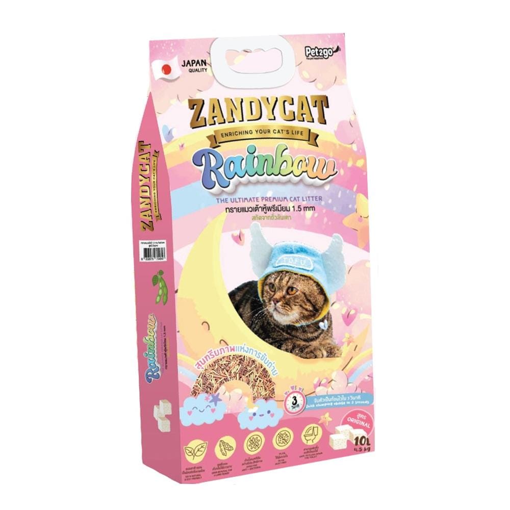 ทรายแมวเต้าหู้ ZANDY CAT RAINBOW TOFU 1.5 มม. 10 ลิตร