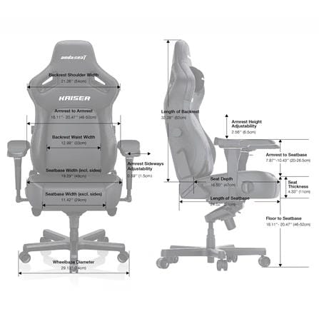 เก้าอี้เกมมิ่ง ANDA SEAT KAISER 4 SIZE L เบาะผ้า สีเทา_7