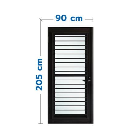 ชุดประตูบานเปิด ระบายอากาศ อะลูมิเนียม SANKYOALUMI J-TRUST VENTILATION 90x205 ซม. สีดำ พร้อมชุดวงกบ-บานพับ-ลูกบิด-โช้ค_0