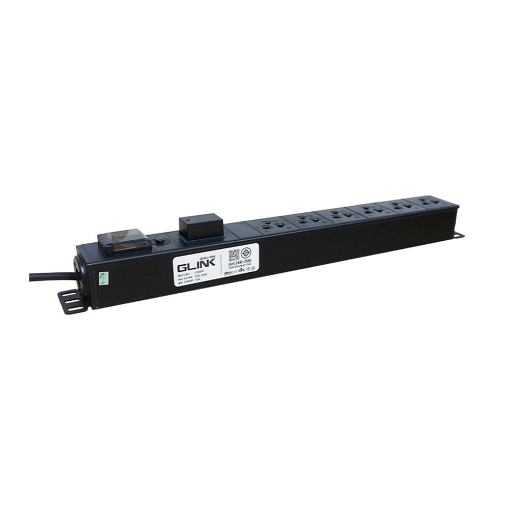 รางปลั๊กไฟตู้ RACK 6 ช่อง 1 สวิตซ์ GLINK GPDU-08K 2 ม.