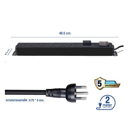 รางปลั๊กไฟตู้ RACK 6 ช่อง 1 สวิตซ์ GLINK GPDU-08B 2 ม._8