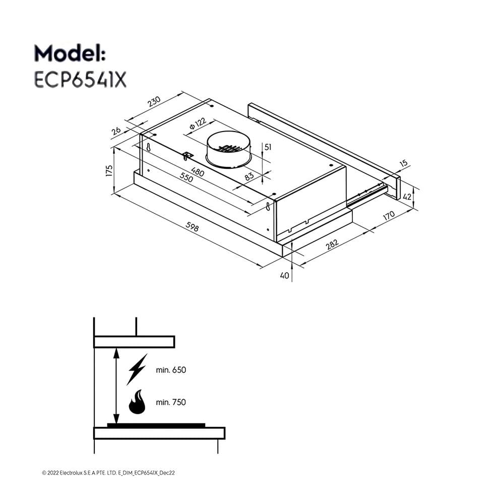 เครื่องดูดควันมาตรฐาน ELECTROLUX ECP6541X 60 ซม.