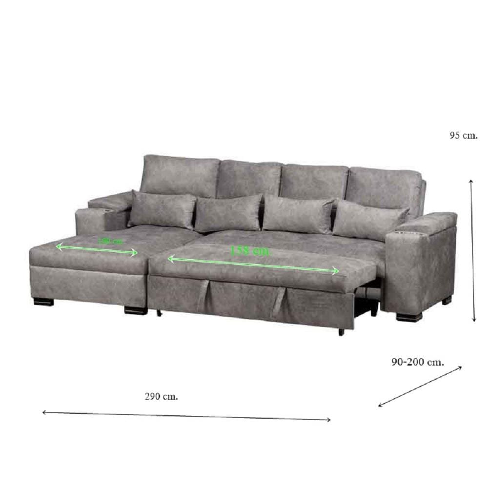 โซฟาเข้ามุมซ้าย AS FURNITURE KALEL CRGYU39 สีเทา