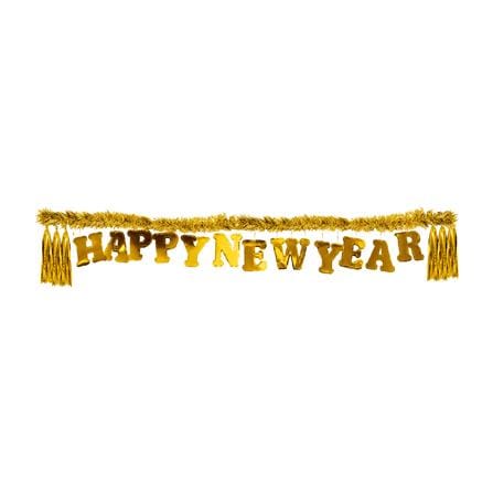 ป้ายตกแต่ง HAPPY NEW YEAR พร้อมพู่ห้อย SIAMXMAS 200x40 ซม. สีทอง_0