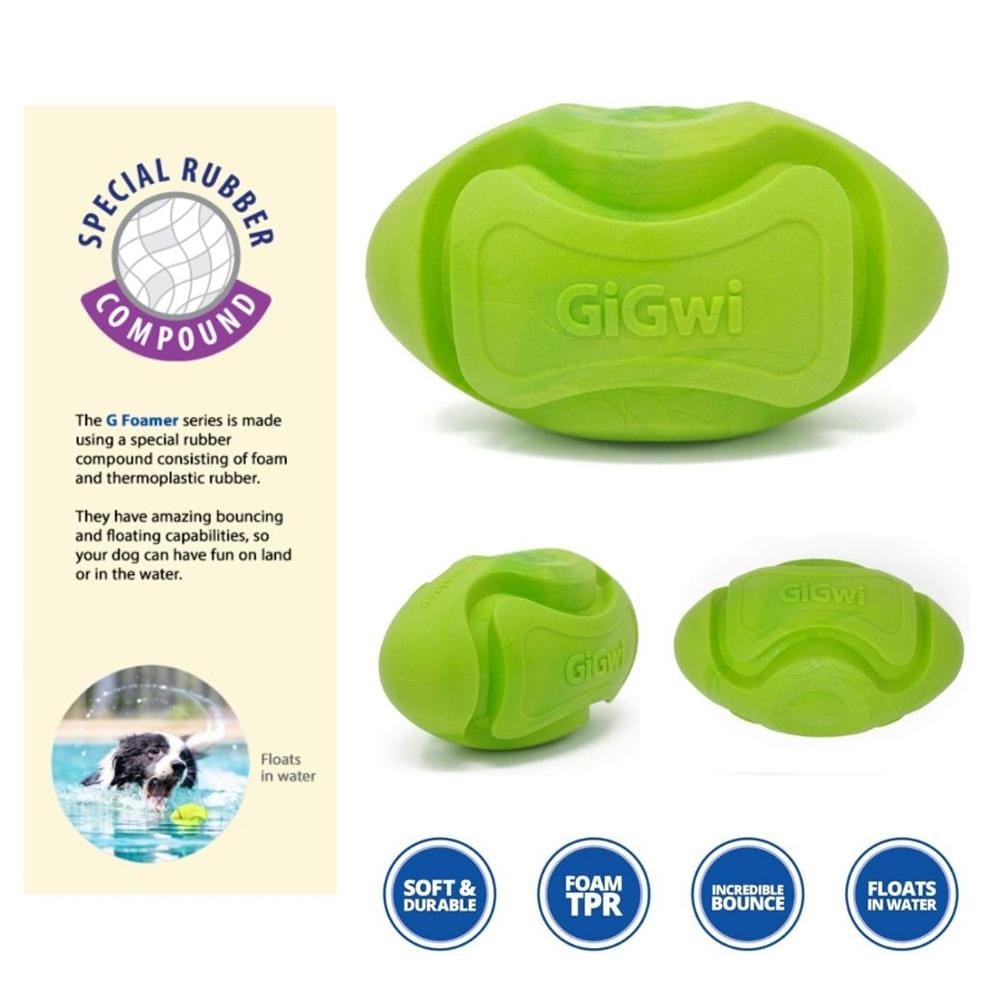 ของเล่นสุนัข GIGWI G FOAMER RUGBY สีเขียว