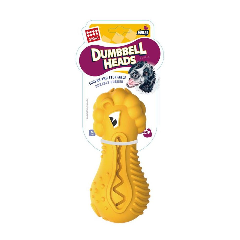 ของเล่นสุนัข GIGWI DUMBBELL HEADS LION สีเหลือง