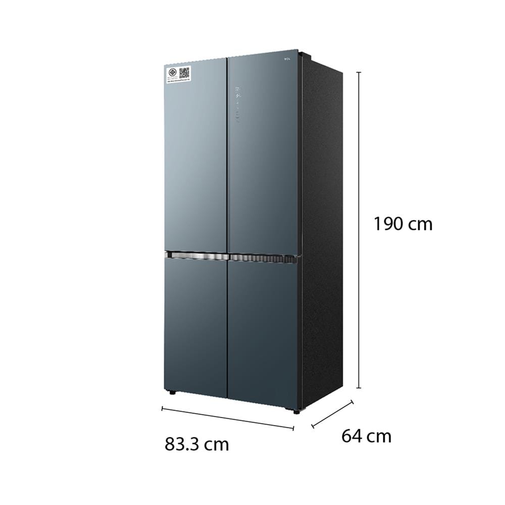 ตู้เย็น MULTI DOOR TCL RT52GCCDE 18.4 คิว กระจกน้ำเงิน