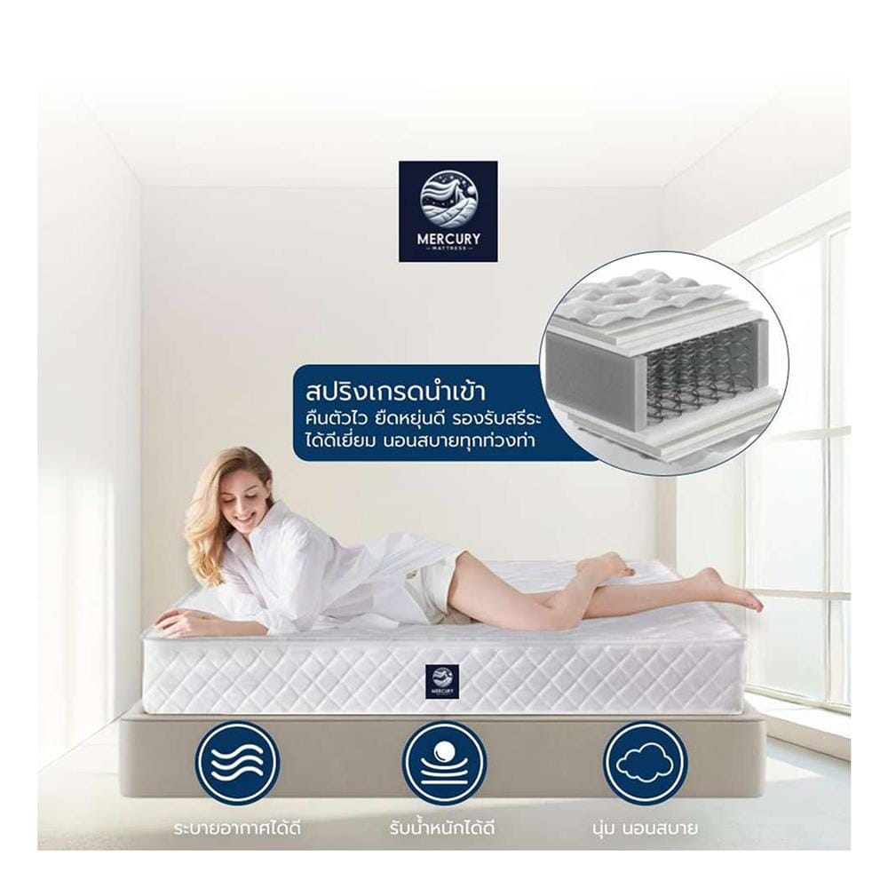 ที่นอนสปริง 6 ฟุต สุญญากาศ MERCURY MATTRESS รุ่น LISBON