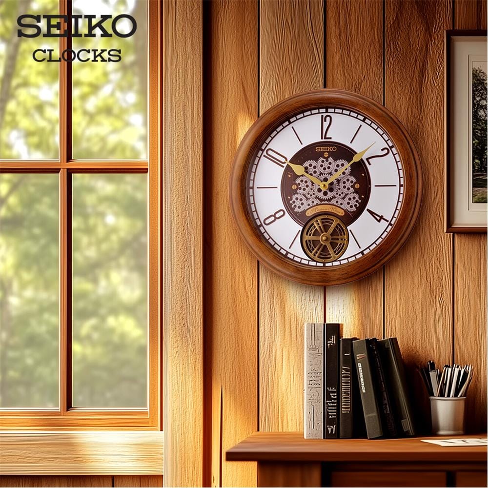 นาฬิกาแขวน SEIKO CLOCKS QXM611B 14.7 นิ้ว สีน้ำตาล