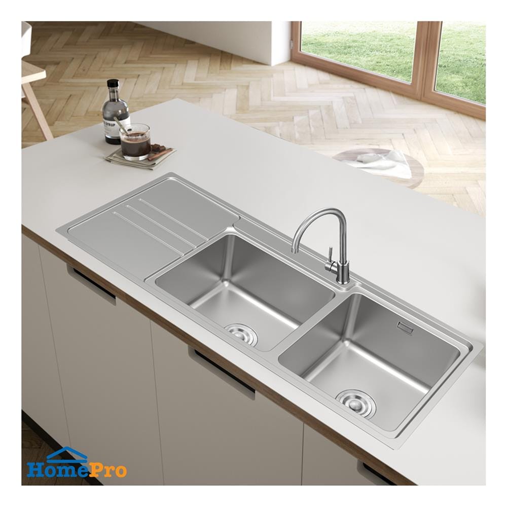 ซิงค์ฝัง 2 หลุม 1 ที่พัก TEKA TT 120 2B1D สีเงิน