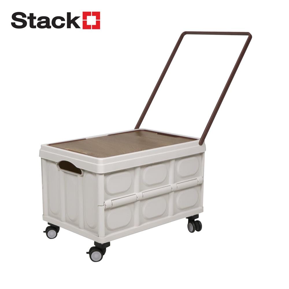 กล่องพับพร้อมท็อปไม้ มีล้อลาก STACKO GLAM 52X35.5X35.5 ซม. สีน้ำตาล_1