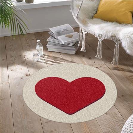 พรมเช็ดเท้าดักฝุ่น PRAW ROUND HEART RED 75X75 ซม. สีเบจ_6