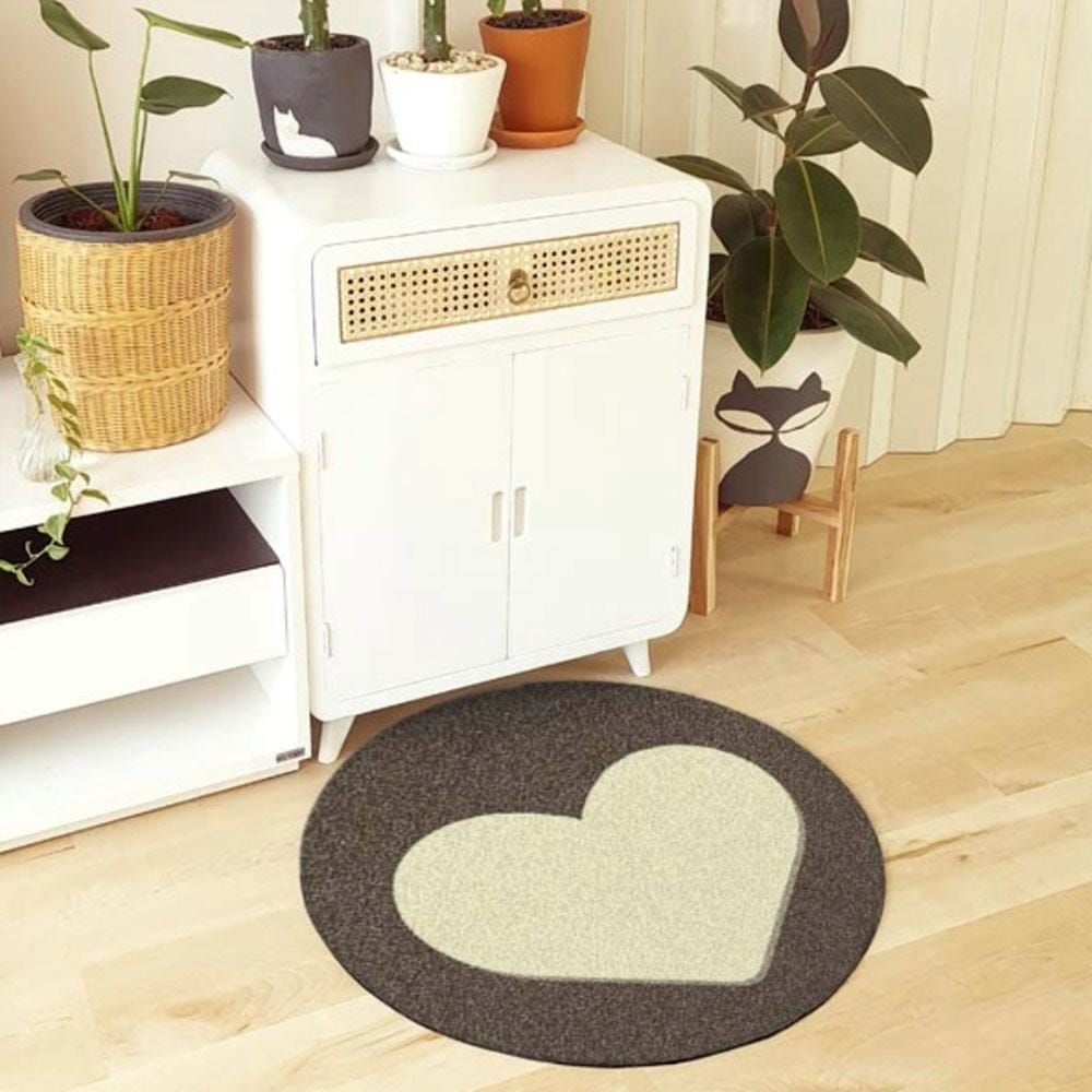 พรมเช็ดเท้าดักฝุ่น PRAW ROUND HEART BEIGE 75X75 ซม. สีเบจ