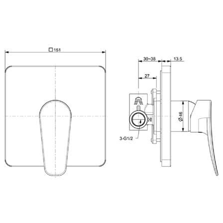 วาล์วฝักบัว 1 ทาง AMERICAN STANDARD FFAS0922-7T2500BT0_1