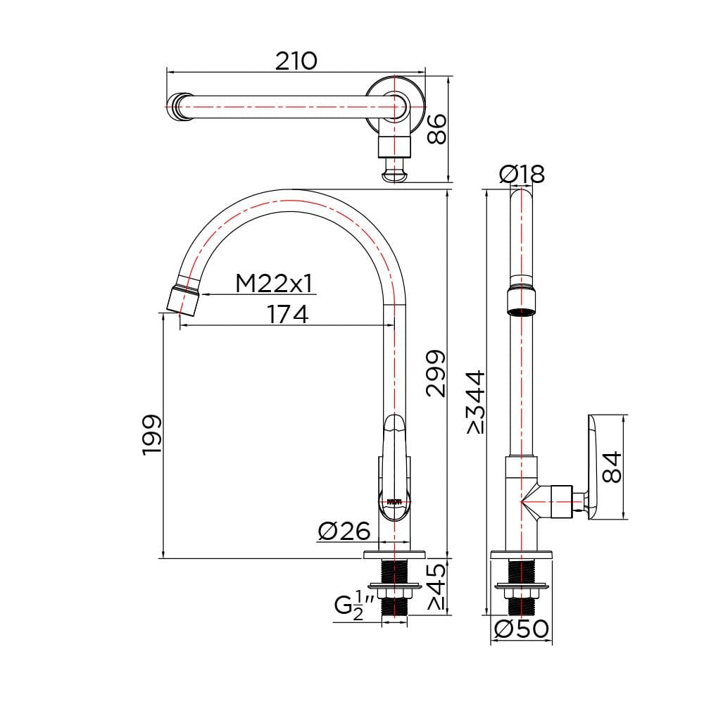 ก๊อกซิงค์เดี่ยวเคาน์เตอร์ KARAT FAUCET KF-48-511-50