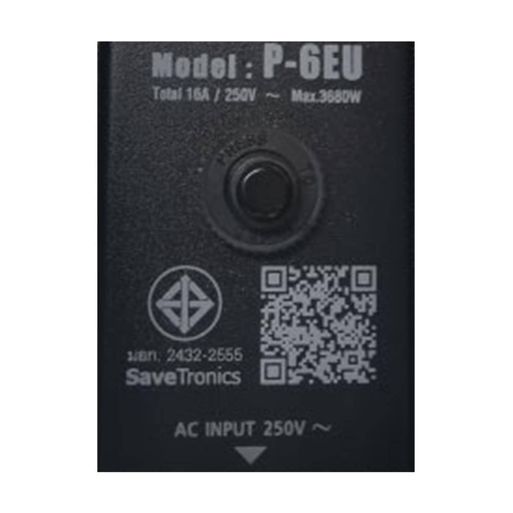 ปลั๊กไฟกันกระชาก 6 ช่อง 3 สวิตช์ SAVE TRONICS P-6EU-TIS 3 เมตร