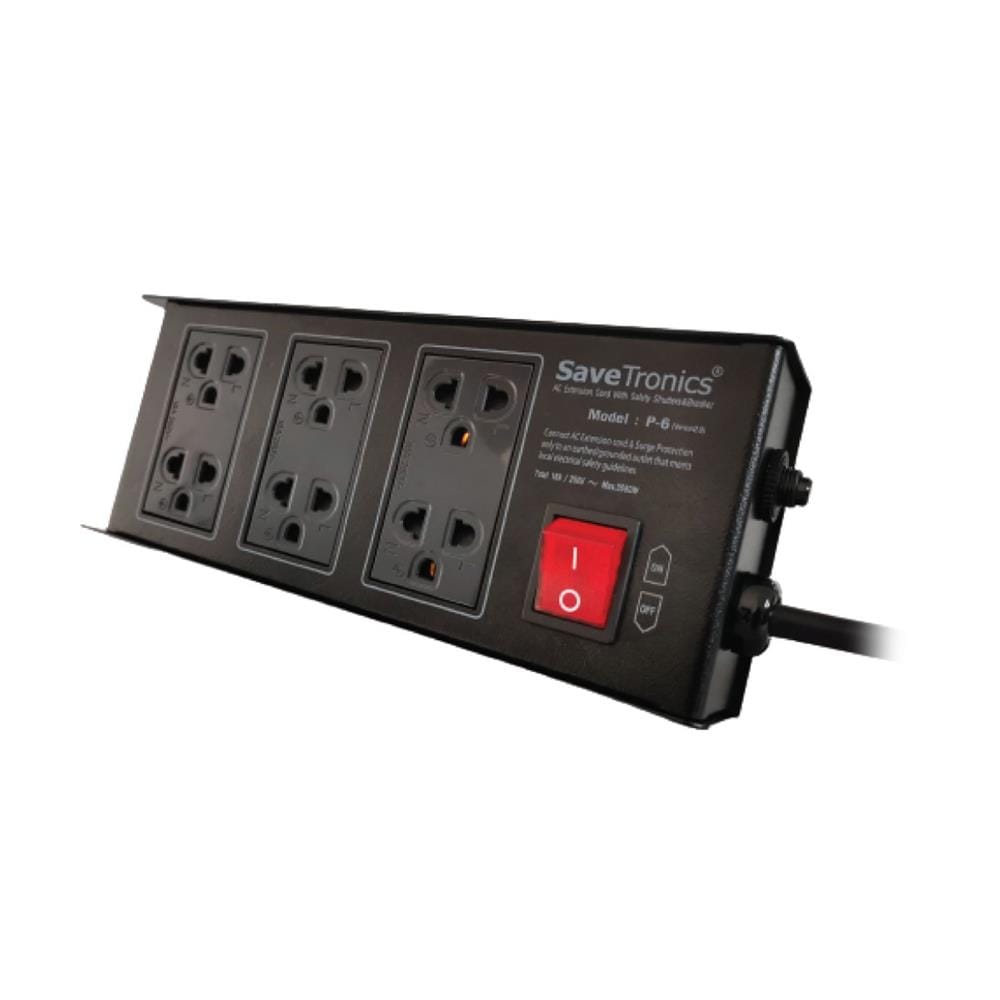 ปลั๊กไฟกันกระชาก 6 ช่อง 1 สวิตช์ SAVE TRONICS P-6(V2)-TIS 2 เมตร