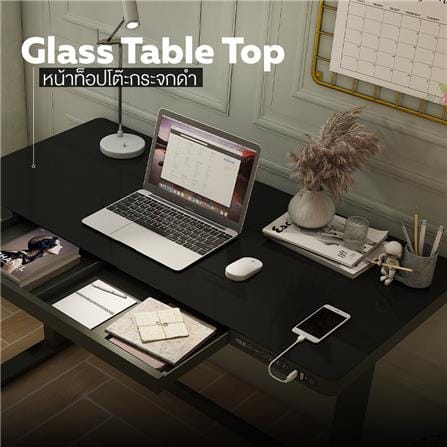 โต๊ะปรับระดับไฟฟ้า ERGOTREND SIT2STAND GLASS 120 ซม. สีดำ_5