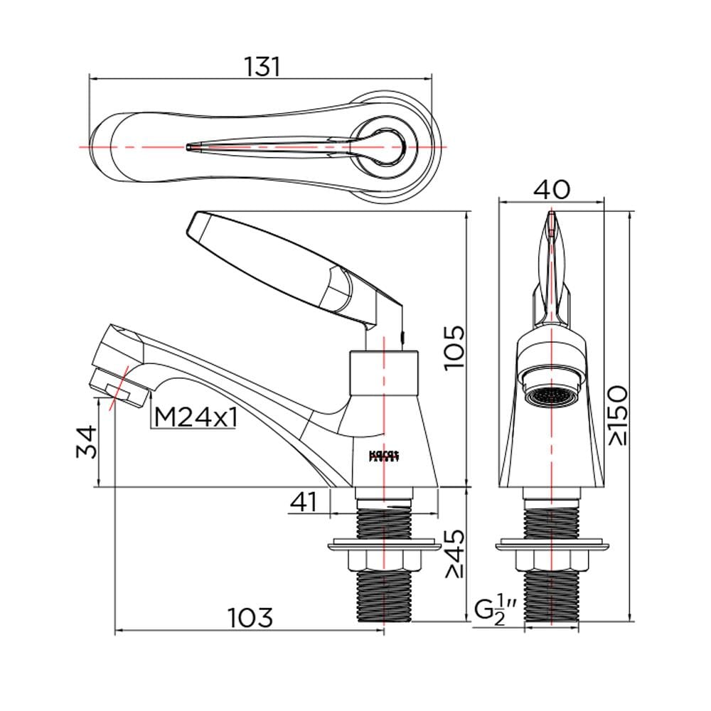 ก๊อกอ่างล้างหน้าเดี่ยว KARAT FAUCET KF-47-100A-50