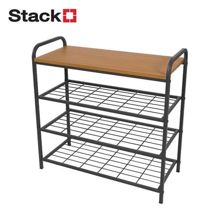 ชั้นรองเท้า 3 ชั้น พร้อมท็อปไม้ STACKO FLEXI 70X30X68 ซม. สีเทา_1
