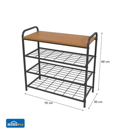 ชั้นรองเท้า 3 ชั้น พร้อมท็อปไม้ STACKO FLEXI 70X30X68 ซม. สีเทา_7