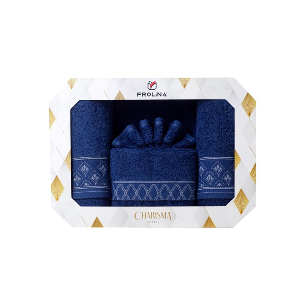 ผ้าขนหนู GIFT SET FROLINA CHARISMA EXQUISITE สี NAVY แพ็ก 2 ชิ้น