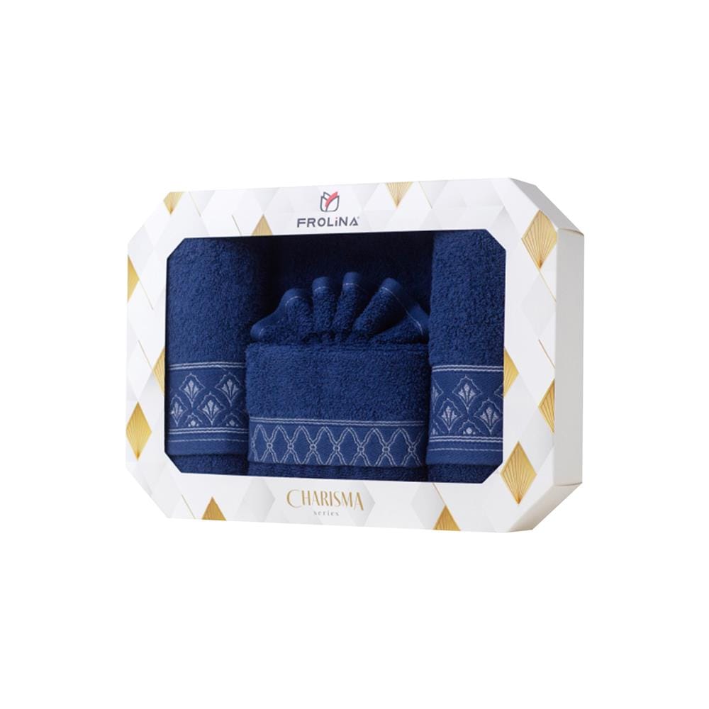 ผ้าขนหนู GIFT SET FROLINA CHARISMA EXQUISITE สี NAVY แพ็ก 2 ชิ้น