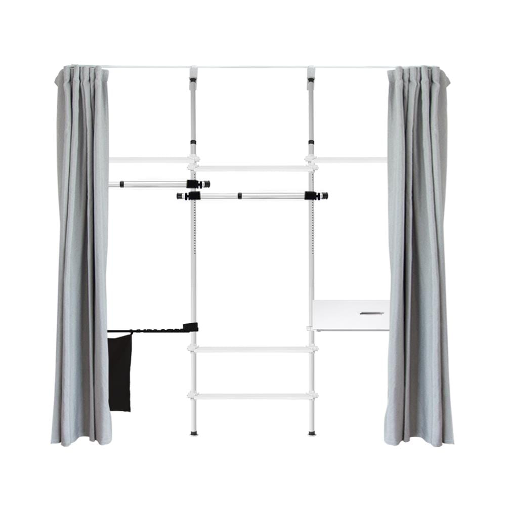 ราวแขวนผ้า TUGU R71W-GR 240x40x300 ซม. สีขาวข้อต่อดำ (พร้อมชุดผ้าม่านสีเทาอ่อน)_1