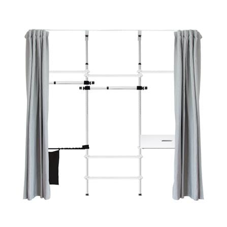 ราวแขวนผ้า TUGU R71W-GR 240x40x300 ซม. สีขาวข้อต่อดำ (พร้อมชุดผ้าม่านสีเทาอ่อน)_0