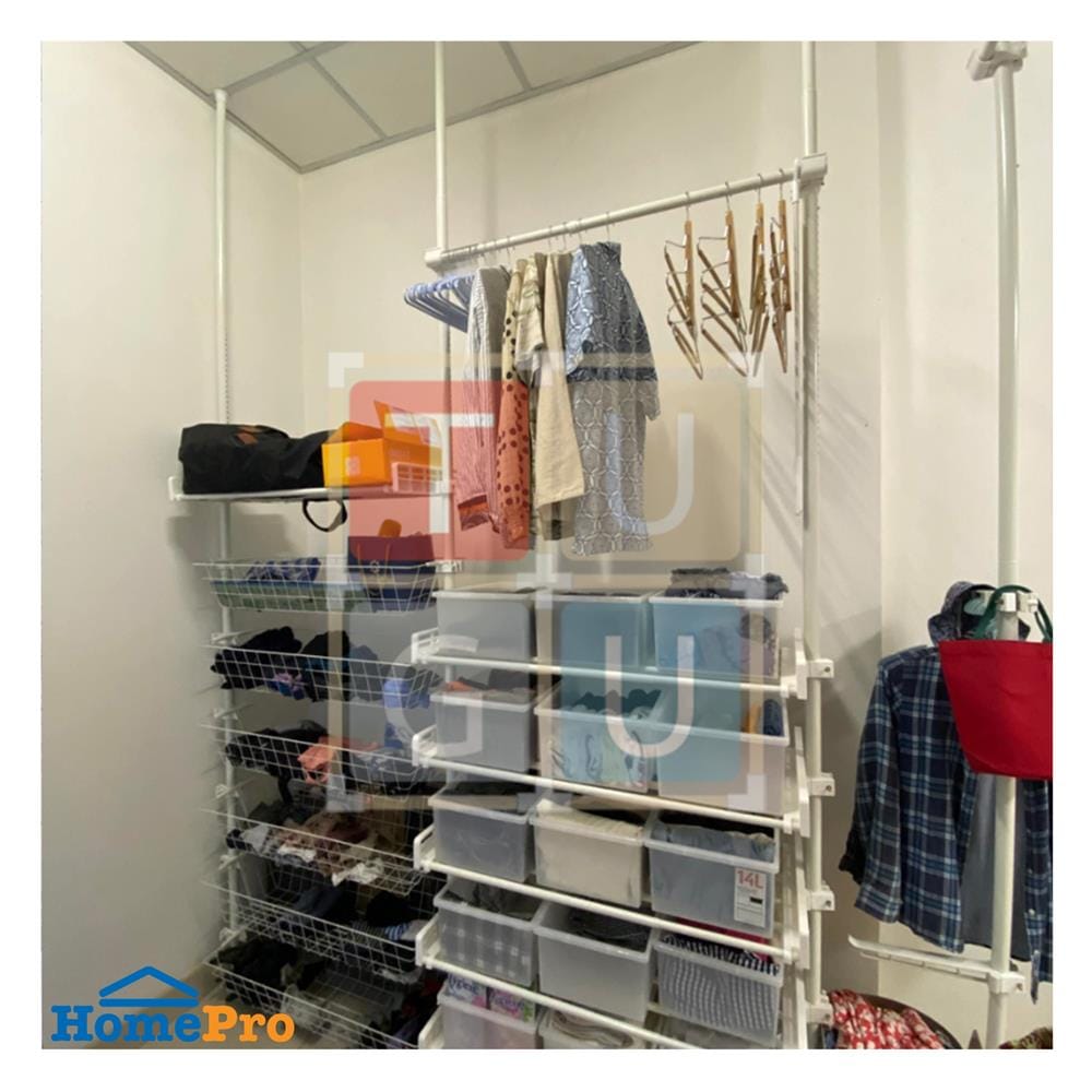 ราวแขวนผ้า 1 ราวแขวน 6 ชั้นวาง 6 ตะกร้า TUGU R67PW 170x42.5x300 ซม. สีขาว