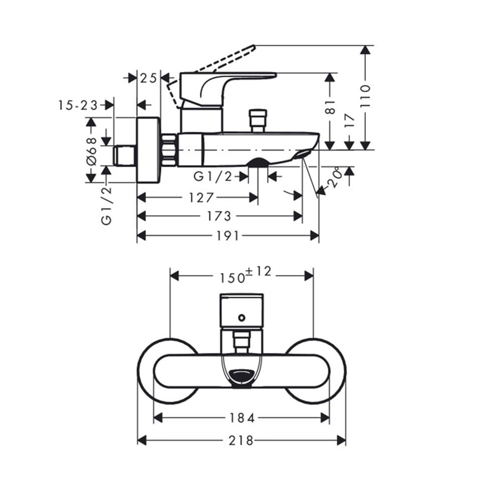 ก๊อกผสมอ่างอาบ HANSGROHE HG72440007