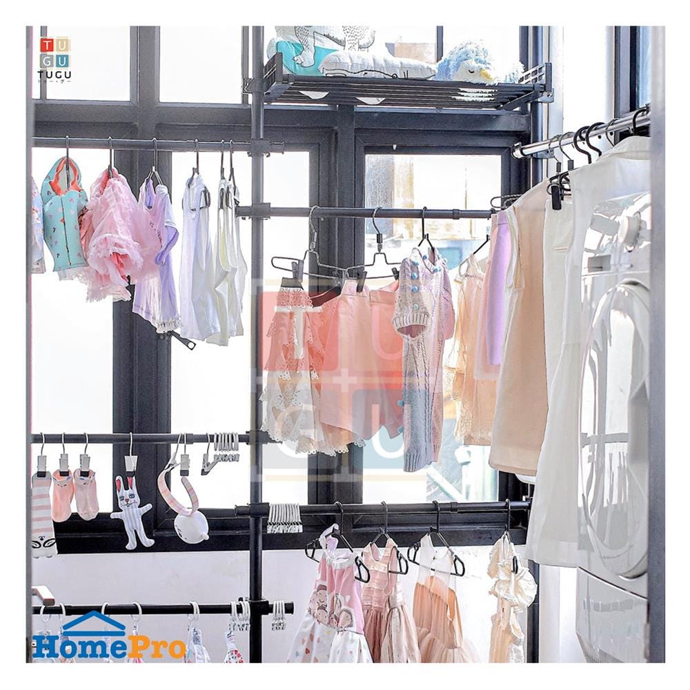 ราวแขวนผ้า TUGU R60B 240x42.5x300 ซม. สีดำ