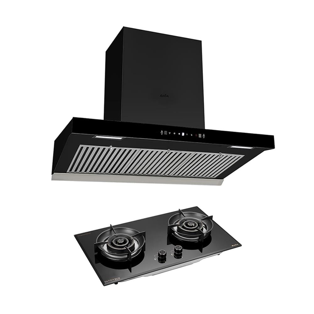 เตาฝัง+เครื่องดูดควัน AXIA BLU76-2G+C-BLACK90