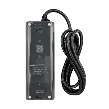 รางปลั๊กไฟ 2 ช่อง 1 สวิตซ์ 1 USB-A 1 USB-C HACO EPN-S2EBUSB 16 แอมป์ 2 ม._3