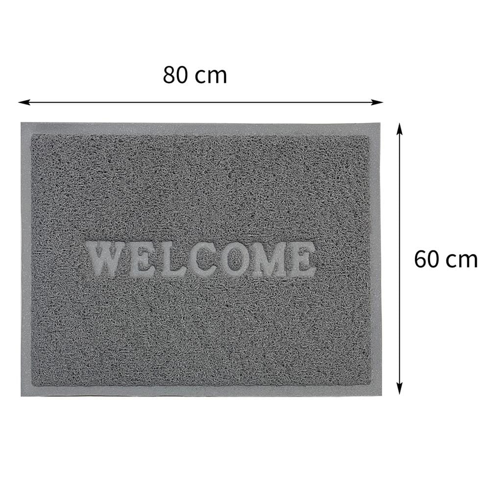 พรมเช็ดเท้าดักฝุ่น HOME LIVING STYLE S.WELCOME 60X80 ซม. สีเทา