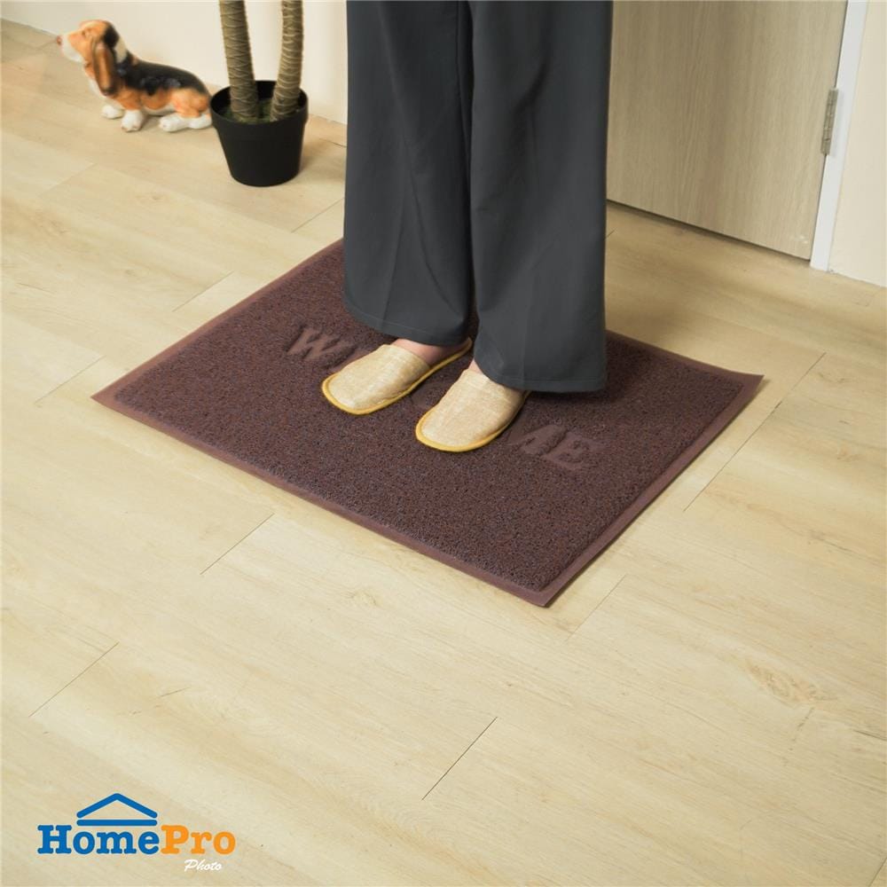 พรมเช็ดเท้าดักฝุ่น HOME LIVING STYLE S.WELCOME 60X80 ซม. สีน้ำตาล