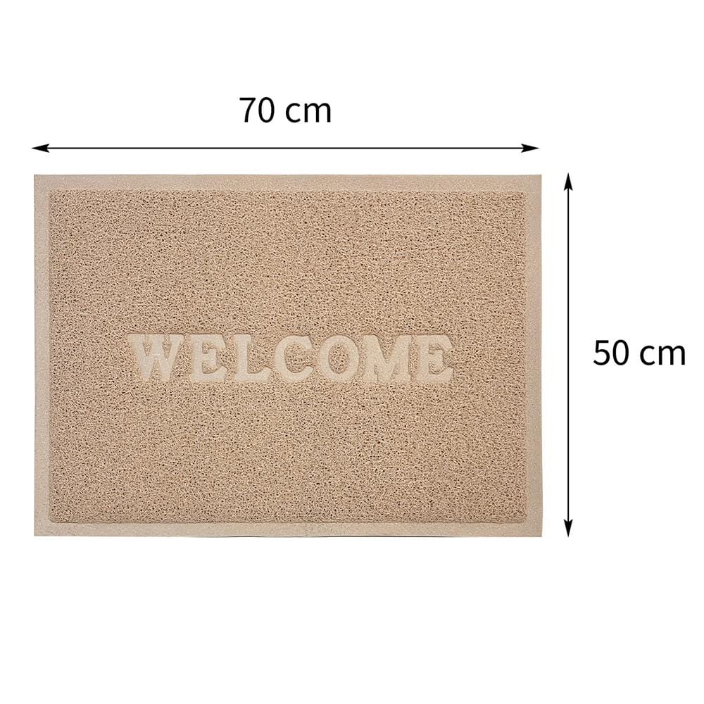 พรมเช็ดเท้าดักฝุ่น HOME LIVING STYLE S.WELCOME 50X70 ซม. สีเบจ