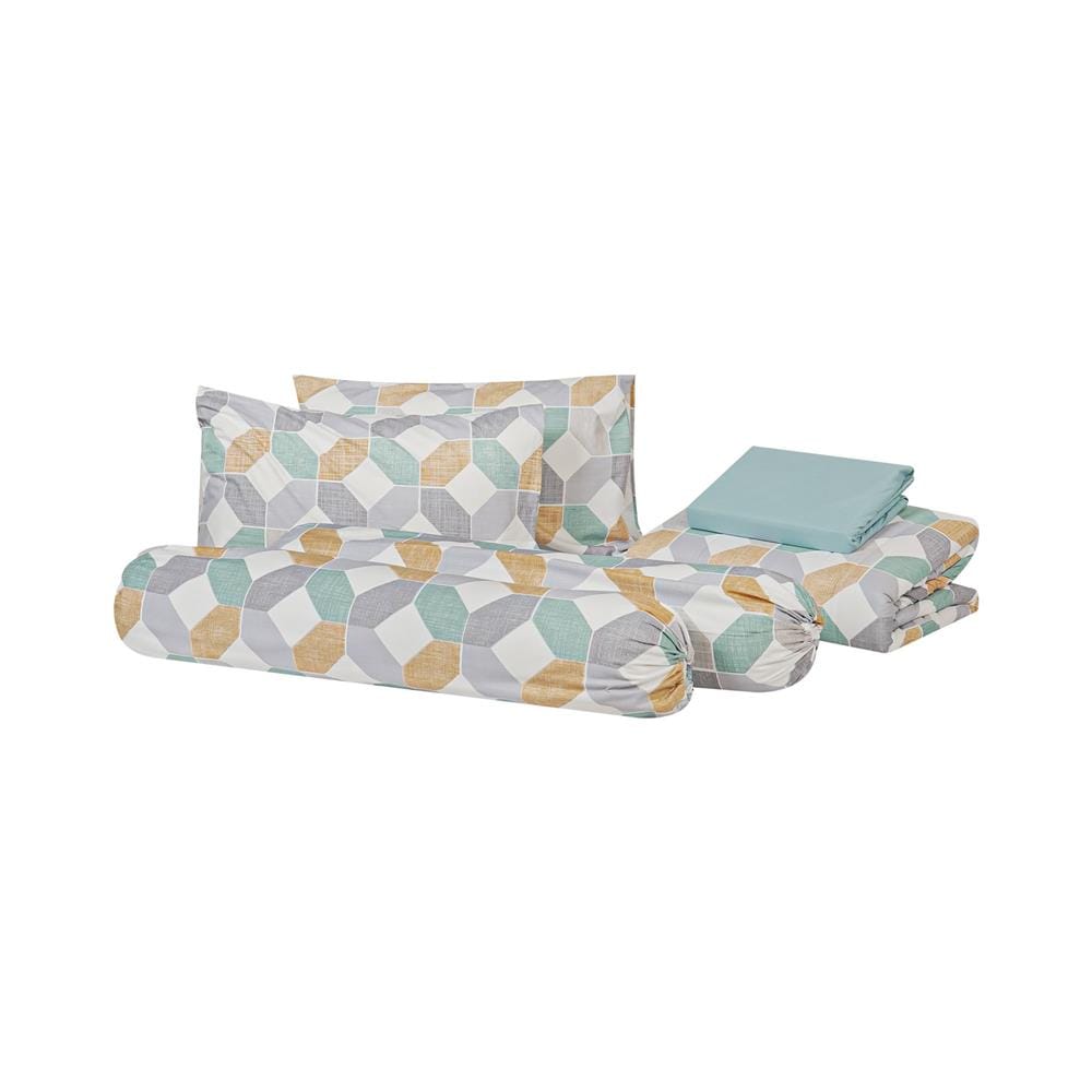 ชุดผ้าปูที่นอน 6 ฟุต (ชุด 6 ชิ้น) HOME LIVING STYLE OCTAGON สี GREEN