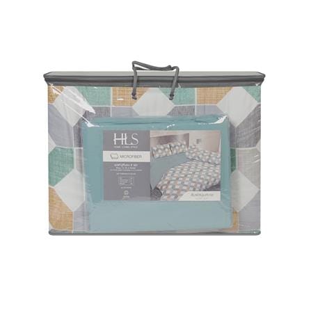 ชุดผ้าปูที่นอน 6 ฟุต (ชุด 6 ชิ้น) HOME LIVING STYLE OCTAGON สี GREEN_6