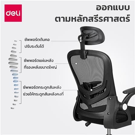 เก้าอี้สำนักงาน DELI E4954-BK-01 สีดำ_7