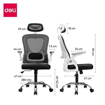เก้าอี้สำนักงาน DELI E4959-WH-01 สีดำ/ขาว_8
