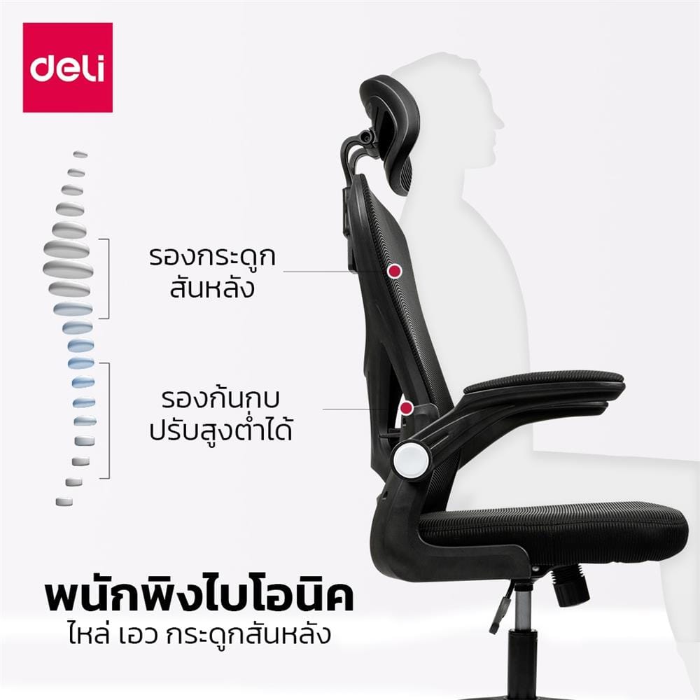 เก้าอี้สำนักงาน DELI E4930-BC-01 สีดำ