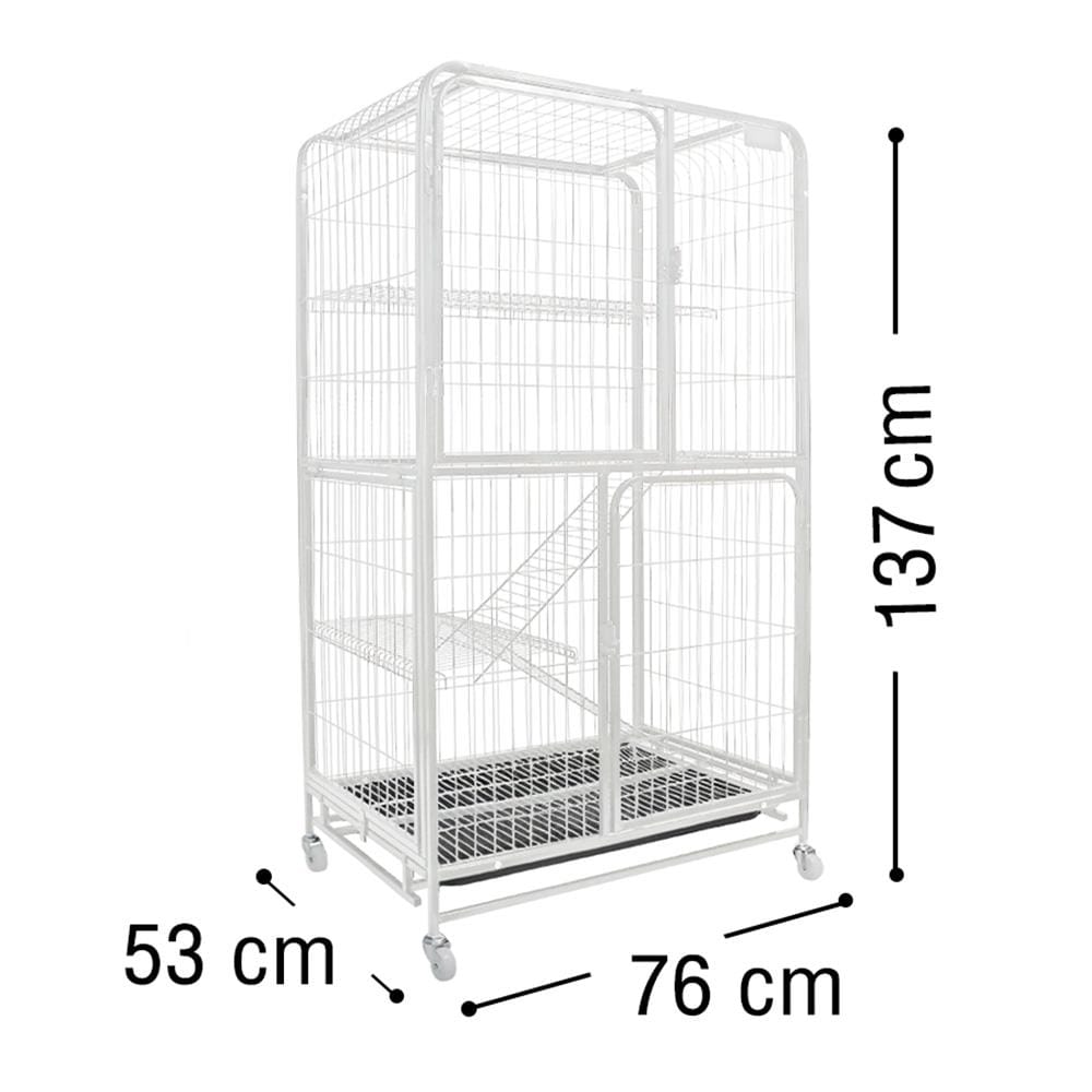 กรงแมวมีล้อ PETUS 76X53X137 ซม. สีขาว