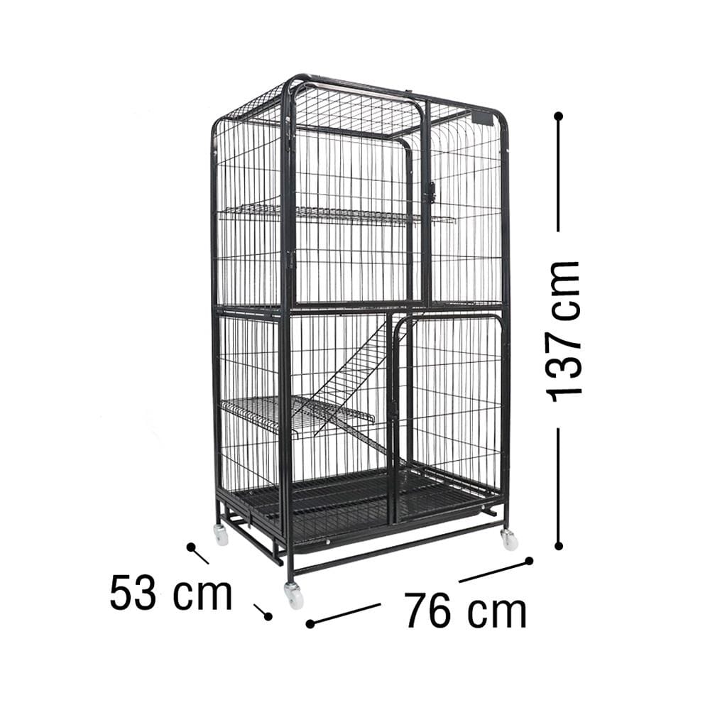 กรงแมวมีล้อ PETUS 76X53X137 ซม. สีดำ