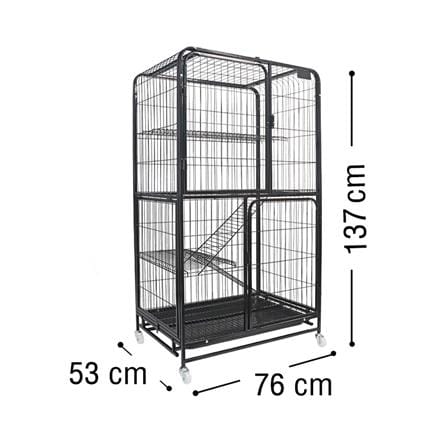 กรงแมวมีล้อ PETUS 76X53X137 ซม. สีดำ_3